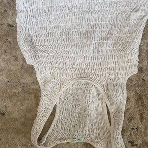 White scrunched urban tank top